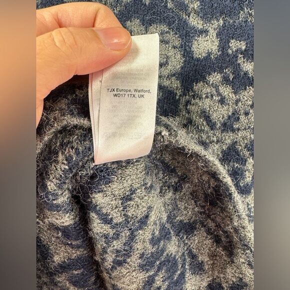 Ellen Tracy Cowl Neck Sweater Coat Blue Floral Size 1X (US) 40 (UK) - Picture 5 of 5